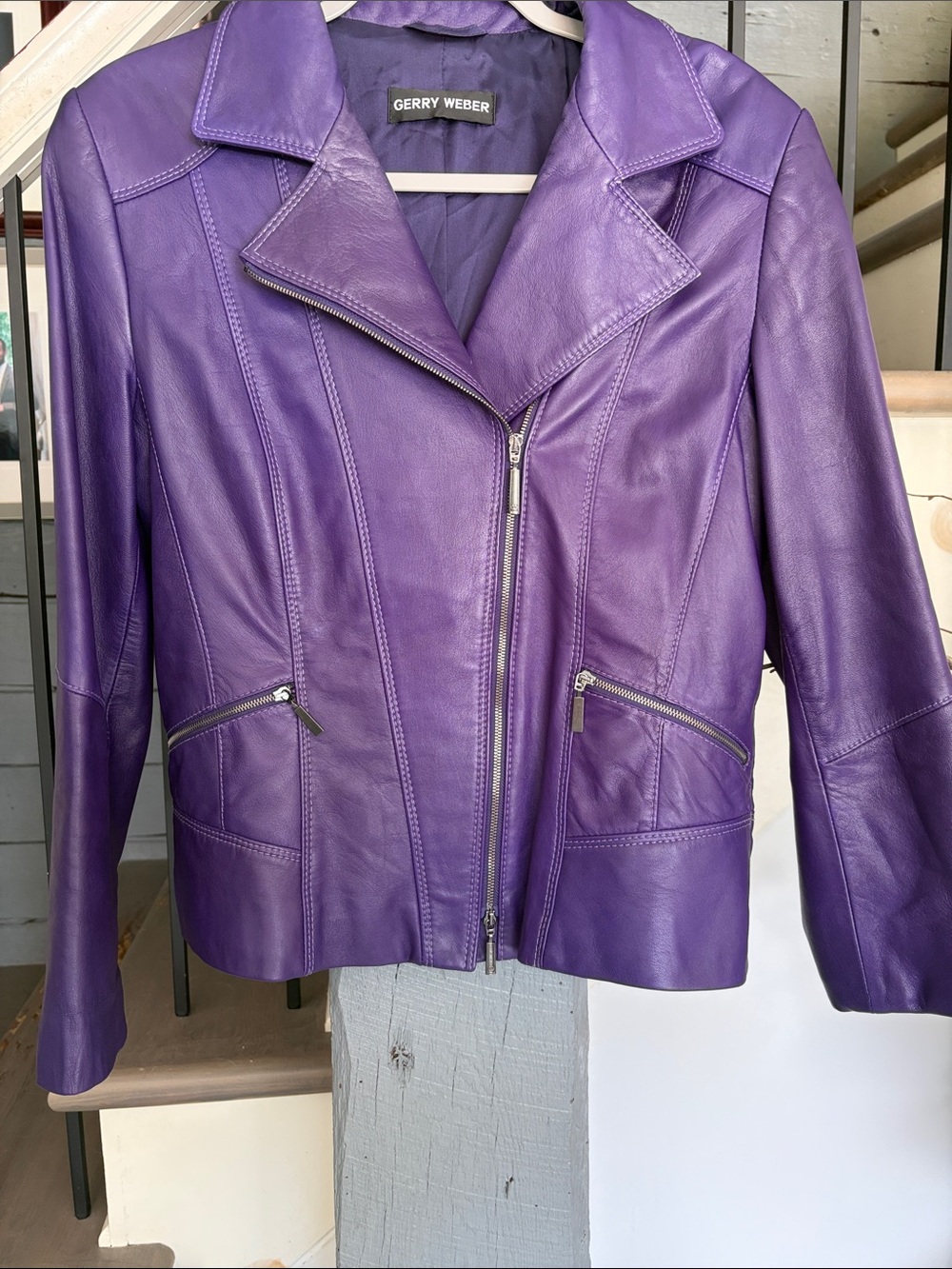 Gerry Weber Vibrant Purple Leather Zip Jacket